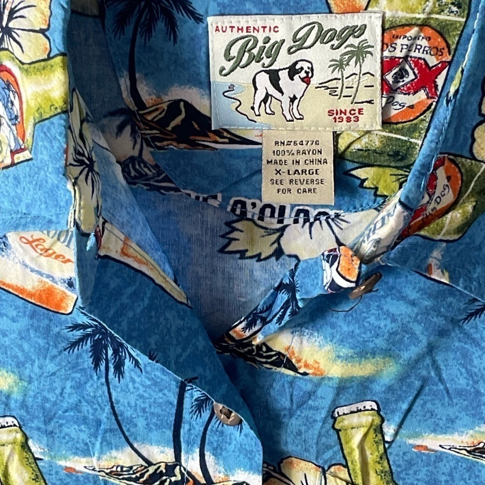 VTG Y2K Big Dogs Blue Beer Drink Shirt Sz XL - Picture 4 of 4